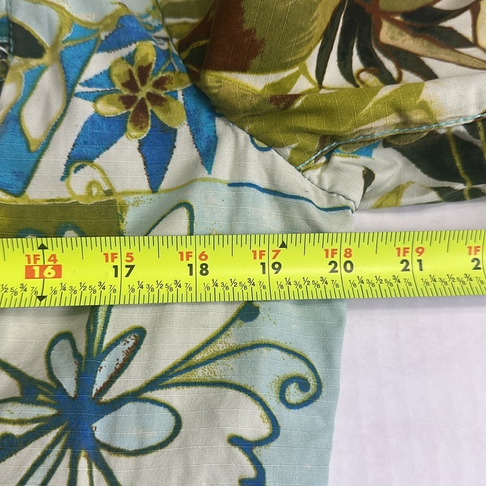 Chicos Womens Size 1 Medium 8 Mandarin Collar Full‎ Zip Floral Retro Jacket - Picture 9 of 12